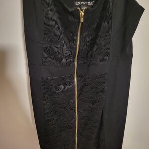 Express Black Dress with Gold Accent Zipper